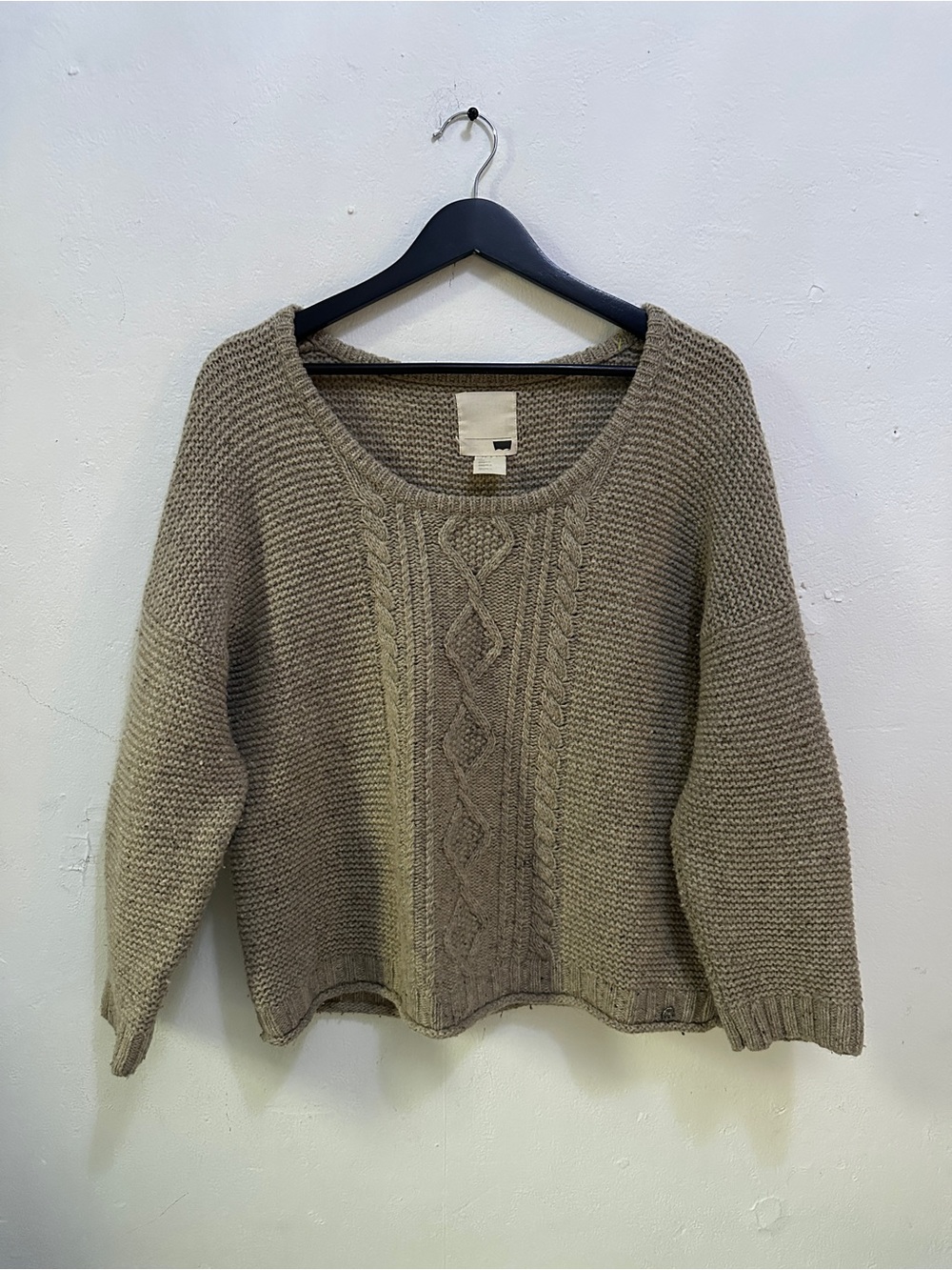 Levi’s Sweater M Beige Brown Cable Knit Crewneck Pullover